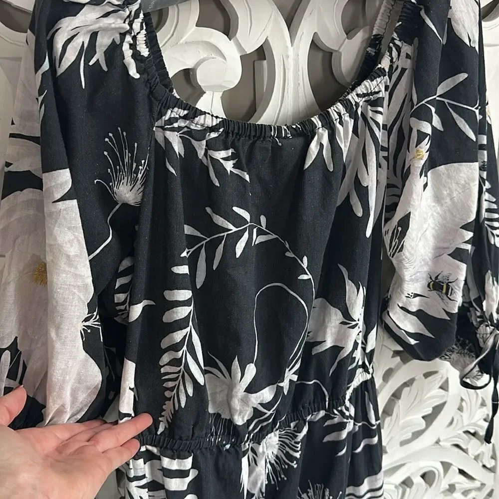H&M Floral Linen Jumpsuit